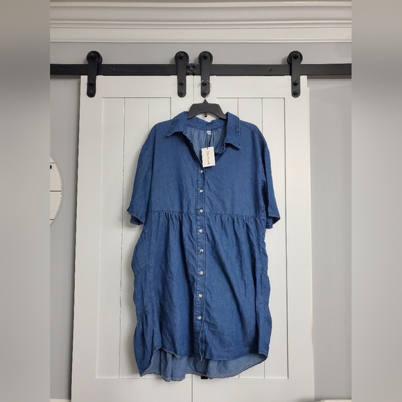 They Look Button Down Tiered Denim Dress. NEW! - Picture 1 of 12